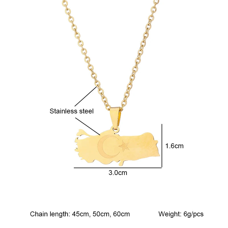 turkey ethnic map flag pendant necklace