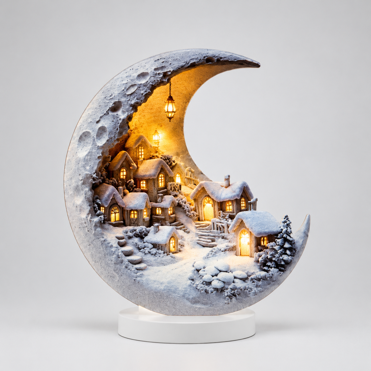 Moonlit Village Christmas Ornament – Flat 2D Acrylic Décor