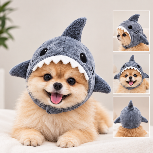 Shark Cat Hat-Cute Plush Headgear for Cats & Pets