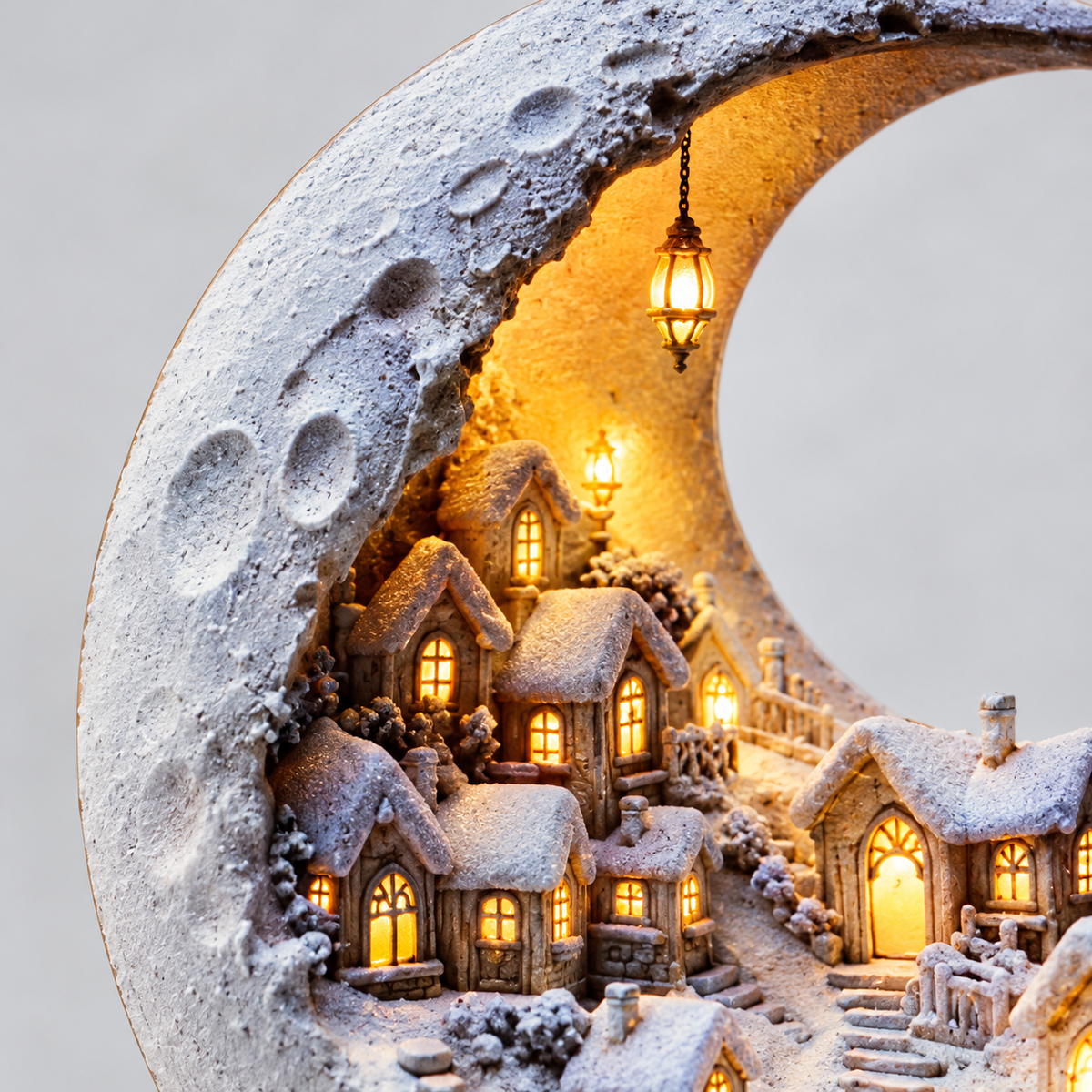 Moonlit Village Christmas Ornament – Flat 2D Acrylic Décor