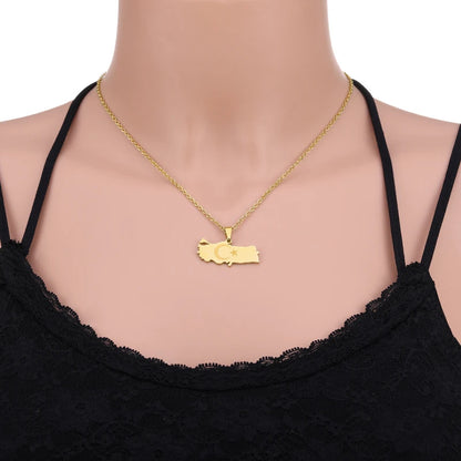 Turkey Ethnic Map Flag Pendant Necklace